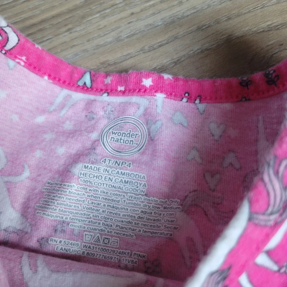 Wonder Nation Girls Dress 4T‎ Pink Unicorn Cotton Casual Playwear